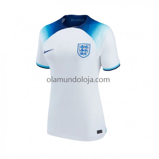 Camisola Inglaterra Mulher Equipamento Primeiro Copa do Mundo 2022 Manga Curta
